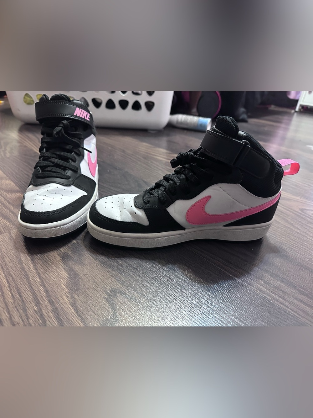 Nike Black and Pink High-Top Sneaker (Youth 6Y or women’s 7-7.5)